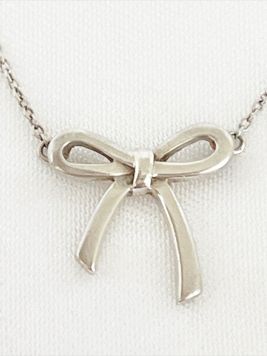 Tiffany & Co. Jewelry - TIFFANY & Co. Sterling Silver Bow Necklace Pendant 925 Minimalist 16 Inch 925